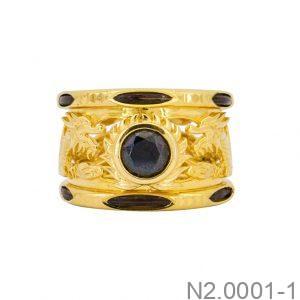 Nhẫn Nam Phong Thủy Vàng Vàng 18K Đá Đen - N2.0001-1