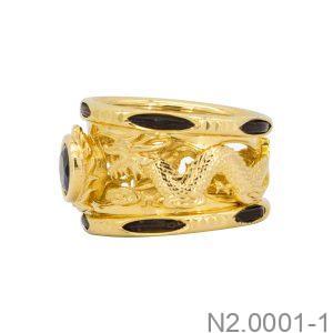 Nhẫn Nam Phong Thủy Vàng Vàng 18K Đá Đen - N2.0001-1