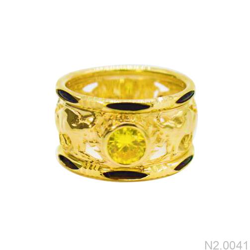 Nhẫn Nam Phong Thủy Vàng Vàng 18k Đá Vàng - N2.0041