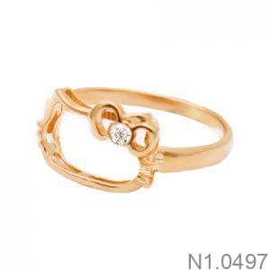 Nhẫn Kiểu Nữ Hình Mèo Kitty Hồng 18K(750) - N1.0497