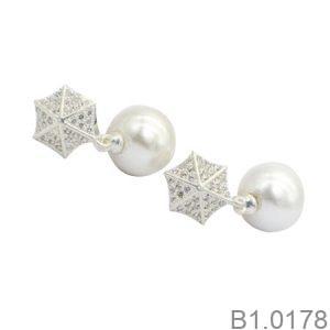 Bông Tai Ngọc Trai Vàng Trắng 18K(750) - B1.0178