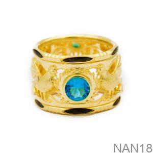 Nhẫn Nam Phong Thủy Vàng Vàng 18K Đá Xanh Lam - NAN18