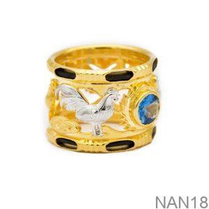 Nhẫn Nam Phong Thủy Vàng Vàng 18K Đá Xanh Lam - NAN18