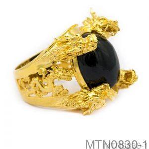 Nhẫn Nam Rồng Vàng Vàng 18k Đá Đen - MTN0830-1