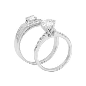 Nhẫn Cưới Vàng Trắng 10K Đính Đá CZ - NC0100