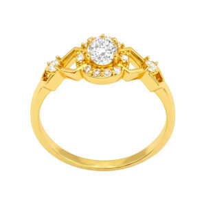 Nhẫn Cầu Hôn Vàng Vàng 18K Đá Trắng - N1.0155