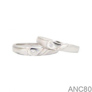 Nhẫn Cưới Vàng Trắng 10K(417) Đính Đá CZ - ANC80