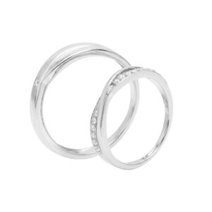 Nhẫn Cưới Vàng Trắng 10K Đính Đá CZ - HNC02-3