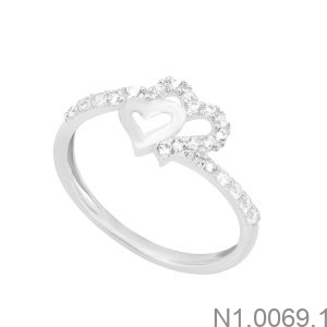 Nhẫn Nữ Trái Tim Vàng Trắng 18K(750) - N1.0069.1