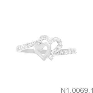 Nhẫn Nữ Trái Tim Vàng Trắng 18K(750) - N1.0069.1