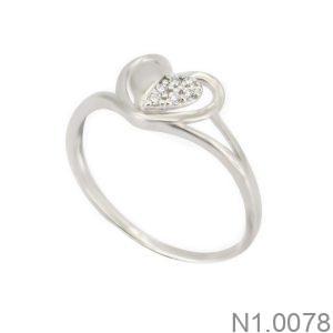 Nhẫn Nữ Trái Tim Vàng Trắng 10K(417) Đính Đá CZ - N1.0078
