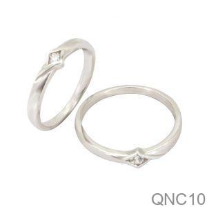 Nhẫn Cưới Vàng Trắng 10K Đính Đá CZ - QNC10