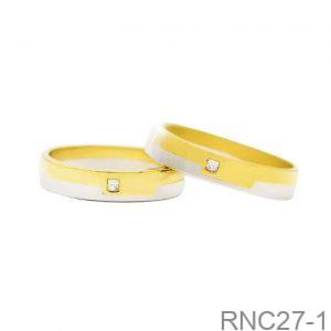 Nhẫn Cưới Hai Màu Vàng 18K(750) - RNC27-1