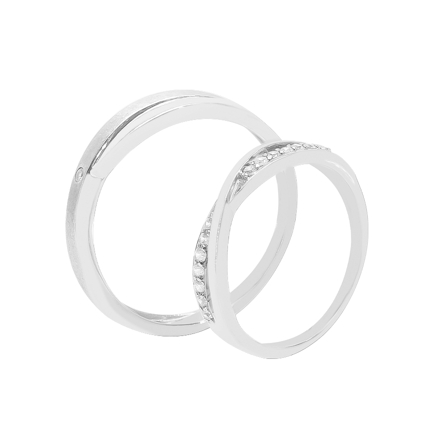 Nhẫn Cưới Vàng Trắng 10K(417) Đính Đá CZ - HNC02-3
