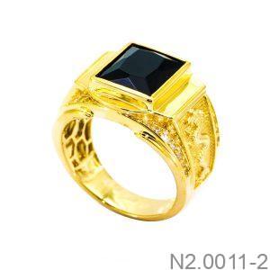 Nhẫn Nam Rồng Vàng Vàng 18K Đá Đen - N2.0011-2