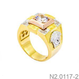 Nhẫn Nam Versace Vàng Hai Màu 18k Đá Trắng - N2.0117-2