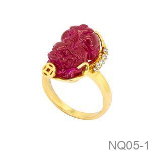 Nhẫn Nữ Tỳ Hưu Vàng Vàng 18K(750) - NQ05-1