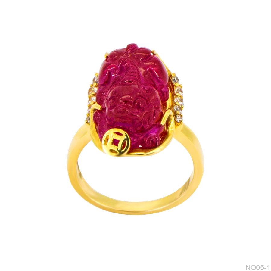 Nhẫn Nữ Tỳ Hưu Vàng Vàng 18K(750) - NQ05-1