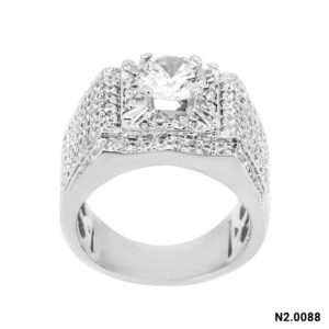 Nhẫn Nam Vàng Trắng 10K Đá Trắng - N2.0088