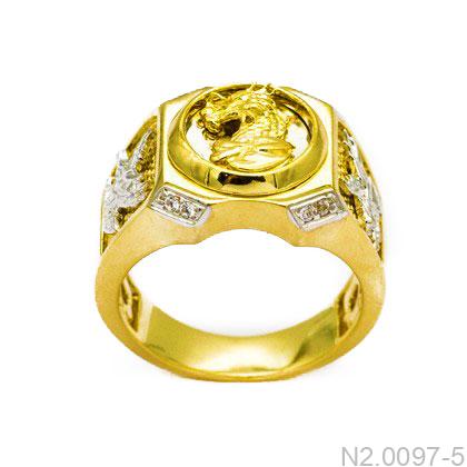 Nhẫn Nam Rồng Vàng Hai Màu 10k - N2.0097-5