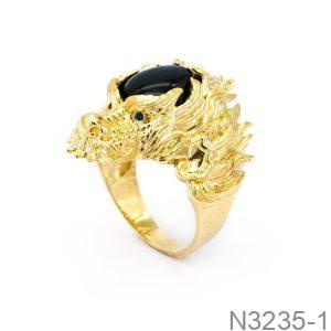 Nhẫn Nam Rồng Vàng Vàng 18K Đá Đen - N3235-1