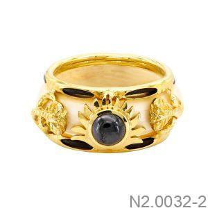 Nhẫn Nam Phong Thủy Vàng Vàng 10K Đá Đen - N2.0032-2