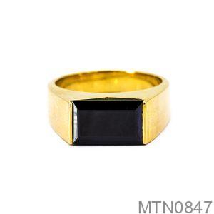 Nhẫn Nam Vàng Vàng 18K(750) Đá Đen - MTN0847