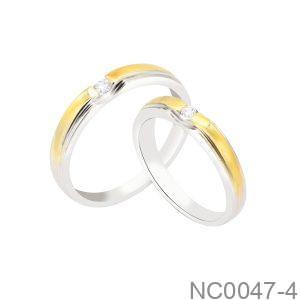 Nhẫn Cưới Hai Màu Vàng 610 Đính Đá CZ - NC0047-4