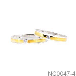 Nhẫn Cưới Hai Màu Vàng 610 Đính Đá CZ - NC0047-4