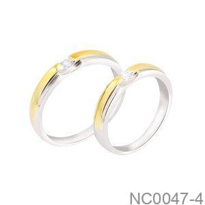 Nhẫn Cưới Hai Màu Vàng 18K Đính Đá CZ - NC0047-4