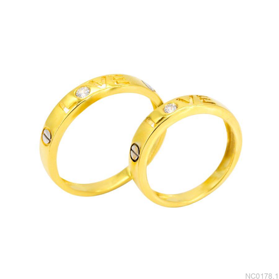 Nhẫn cưới hai màu vàng 10k đính đá CZ giá rẻ NC0178.1-900x900