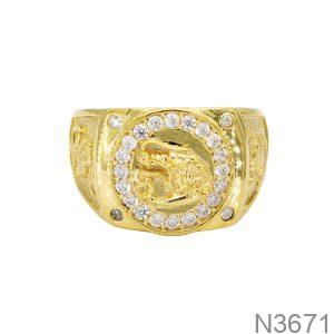 Nhẫn Nam Rồng Vàng Vàng 10K Đá Trắng - N3671