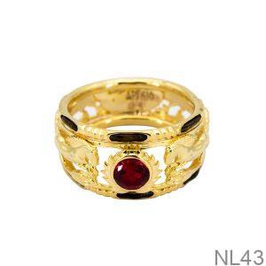 Nhẫn Nam Phong Thủy Vàng Vàng 18K Đá Đỏ - NL43