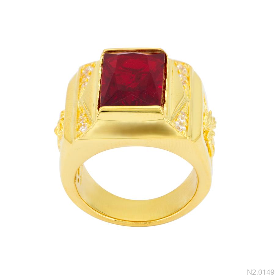 Nhẫn Nam Rồng Vàng Vàng 18K Đá Đỏ – N2.0149