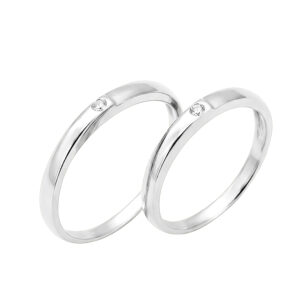 Nhẫn Cưới Vàng Trắng 18K - PNC17K-1
