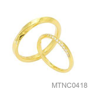 Nhẫn Cưới Vàng Vàng 18K Đính Đá CZ - MTNC0418