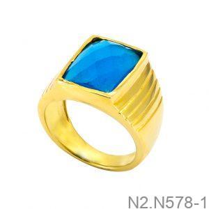 Nhẫn Nam Vàng Vàng 18K Đá Xanh Dương - N2.N578-1
