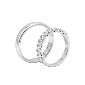 Nhẫn Cưới Vàng Trắng 10K Đính Đá Cz - MTNC0422