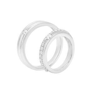 Nhẫn Cưới Vàng Trắng 10K Đính Đá Cz - MTNC0427