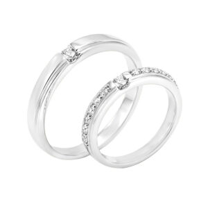 Nhẫn Cưới Vàng Trắng 10K Đính Đá Cz - MTNC0431