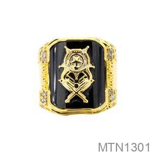 Nhẫn Nam Vàng Vàng 18K Đá Đen - MTN1301