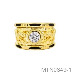 Nhẫn Nam Phong Thủy Vàng Vàng 18K Đá Trắng - MTN0349-1