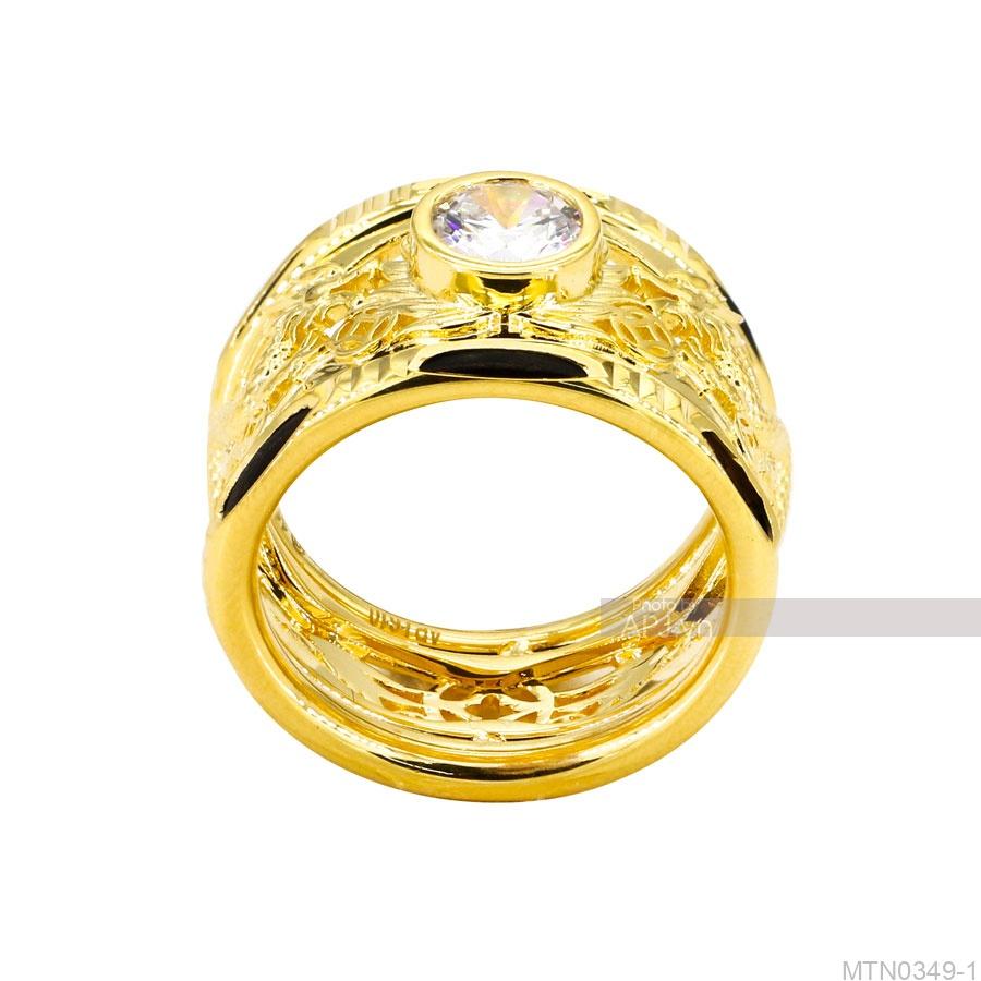 Nhẫn Nam Phong Thủy Vàng Vàng 18K Đá Trắng - MTN0349-1