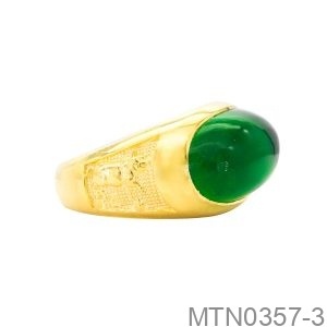 Nhẫn Nam Kiểu Rồng Vàng Vàng 18K Đá Xanh Lục - MTN0357-3