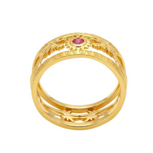 Nhẫn Nam Rồng Vàng Vàng 18K Đá Đỏ - MTN1321