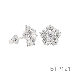 Bông Tai Vàng Trắng 18K(750) - BTP121