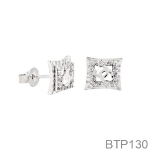 Bông Tai Vàng Trắng 18K(750) - BTP130