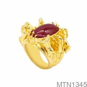 Nhẫn Nam Kiểu Ngựa Vàng Vàng 18K Đá Đỏ - MTN1345