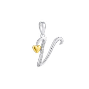 Mặt Dây Nữ Chữ V Vàng Trắng 610 - M371-1