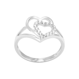 Nhẫn Nữ Trái Tim Vàng Trắng 18K - N1.0204-1